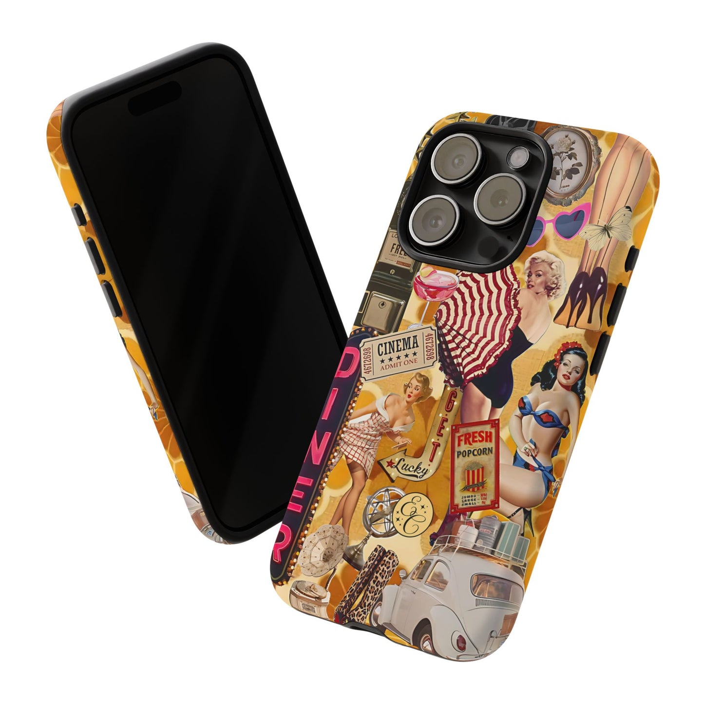 Retro Pin-up Collage Tough Phone Case