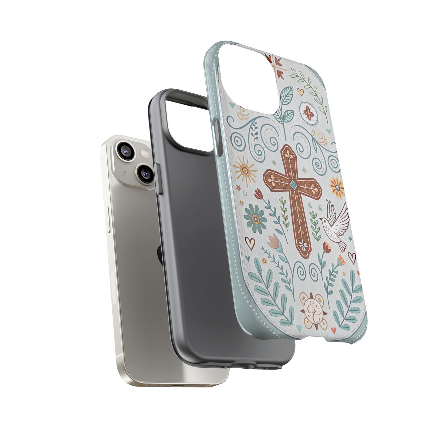Christian Cross Floral Tough Phone Case