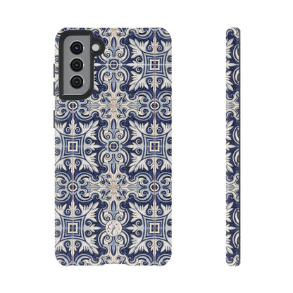 Mediterranean Floral Ceramic Pattern Tough Phone Case