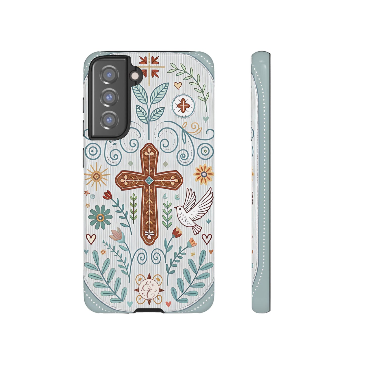 Christian Cross Floral Tough Phone Case