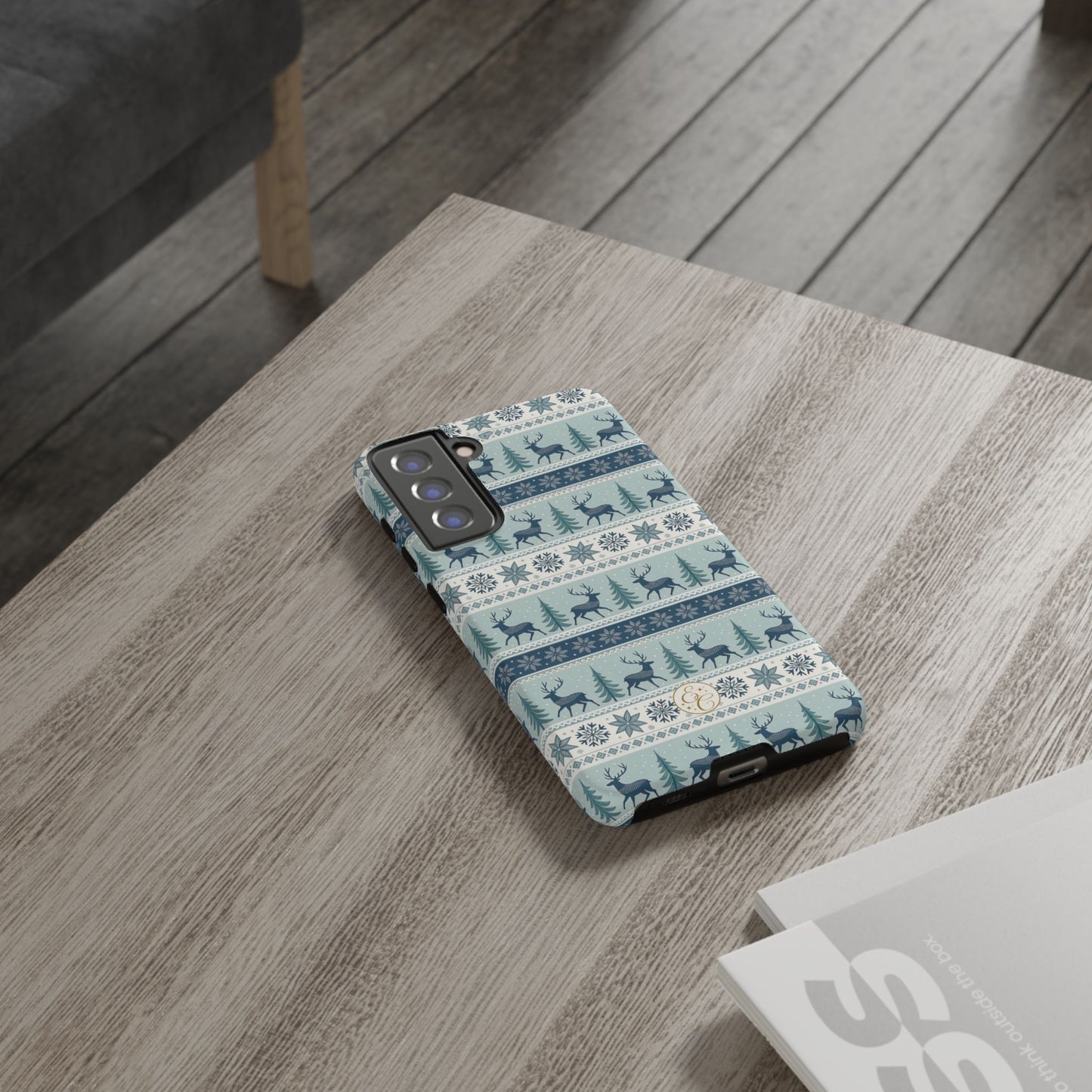 Blue Winter Reindeer Tough Phone Case