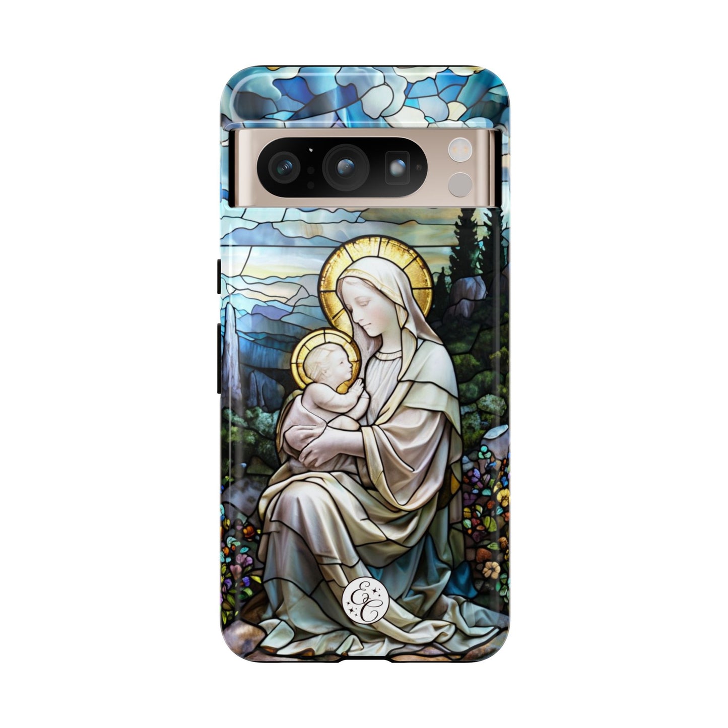 Virgin Mary with Baby Jesus Stained Glass Tough Phone Case