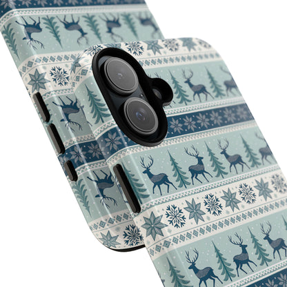 Blue Winter Reindeer Tough Phone Case