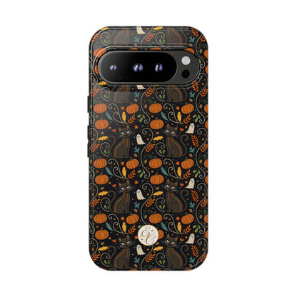 Boho Halloween Black Cat Pattern Tough Phone Case