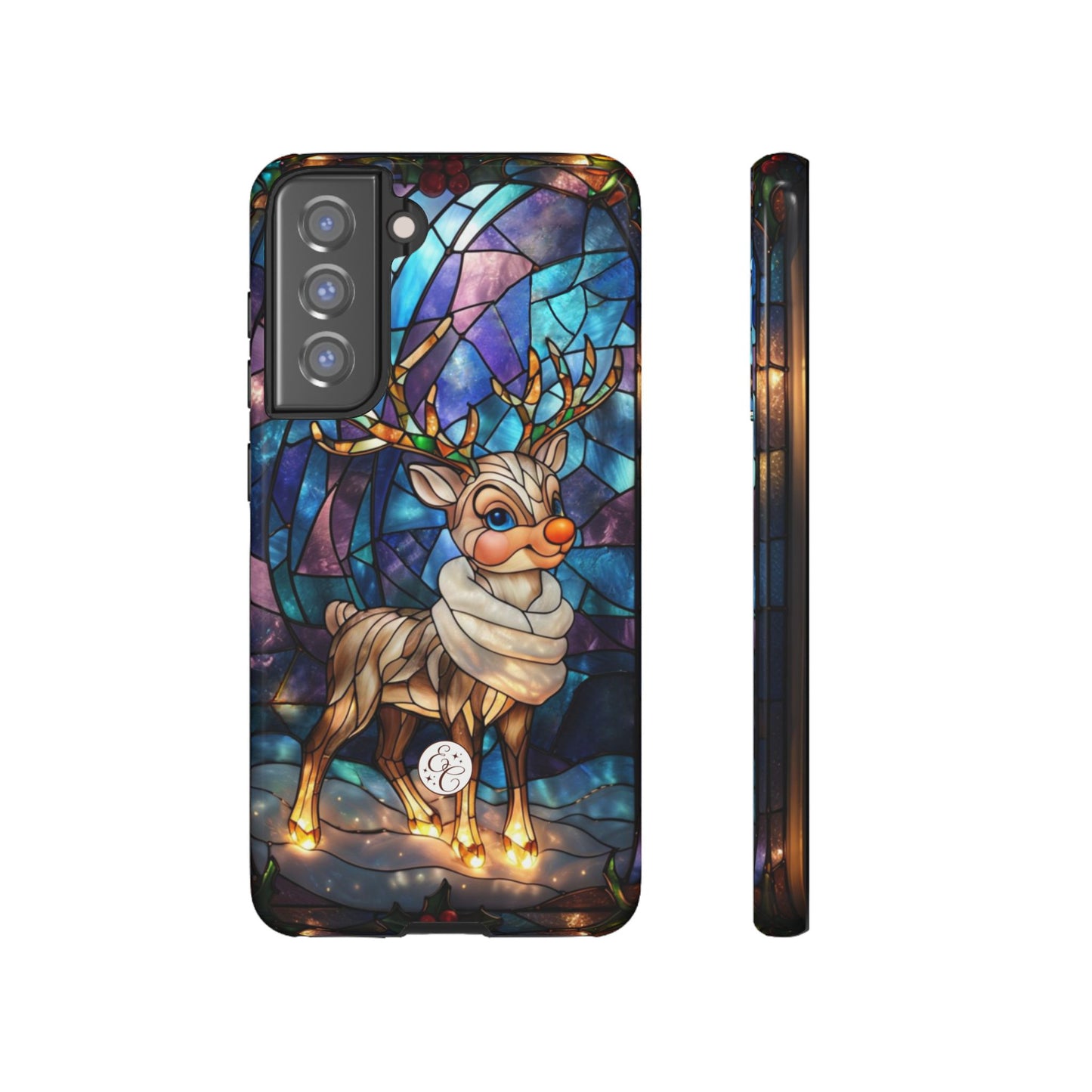 Cute Reindeer Stained Glass Tough Phone Case