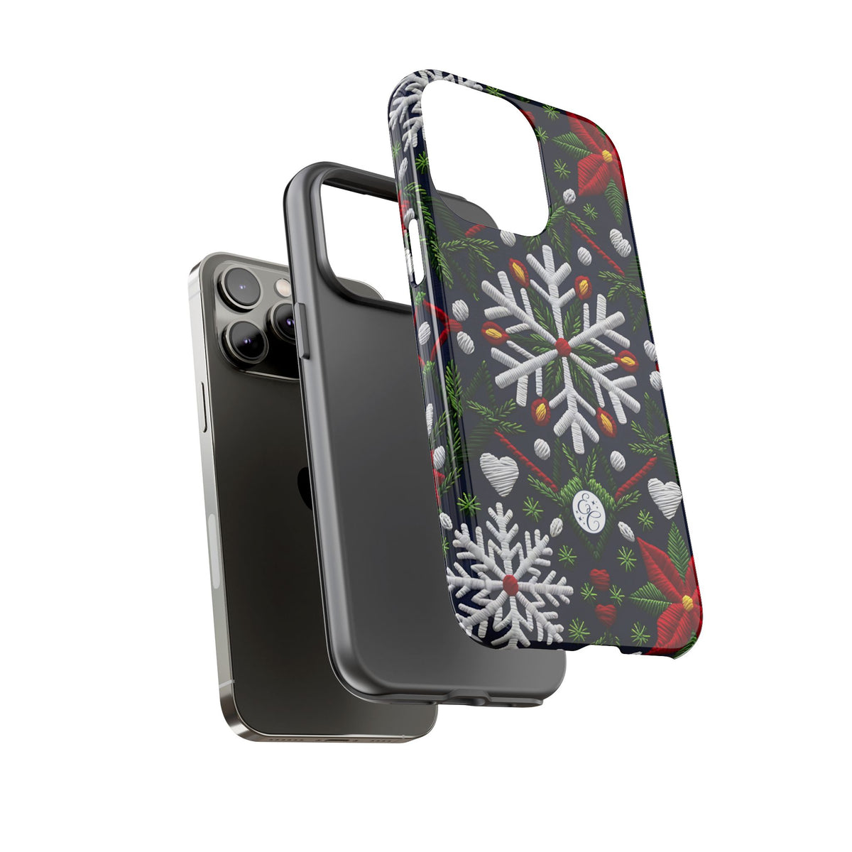 Snowflakes and Poinsettias Phone Case