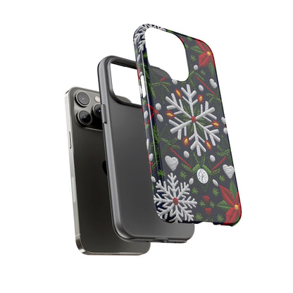 Snowflakes and Poinsettias Tough Phone Case