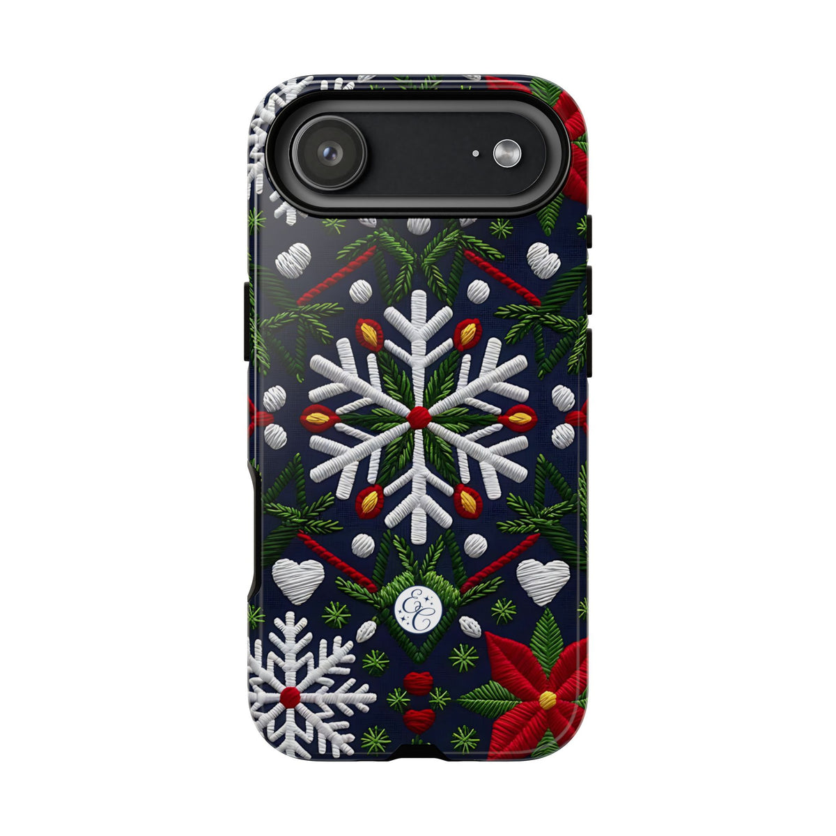 Snowflakes and Poinsettias Phone Case