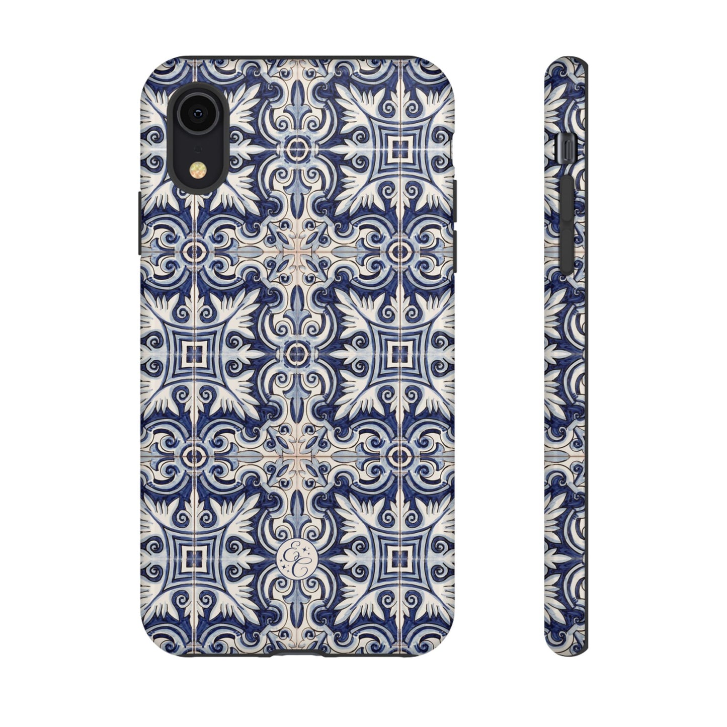 Mediterranean Floral Ceramic Pattern Tough Phone Case