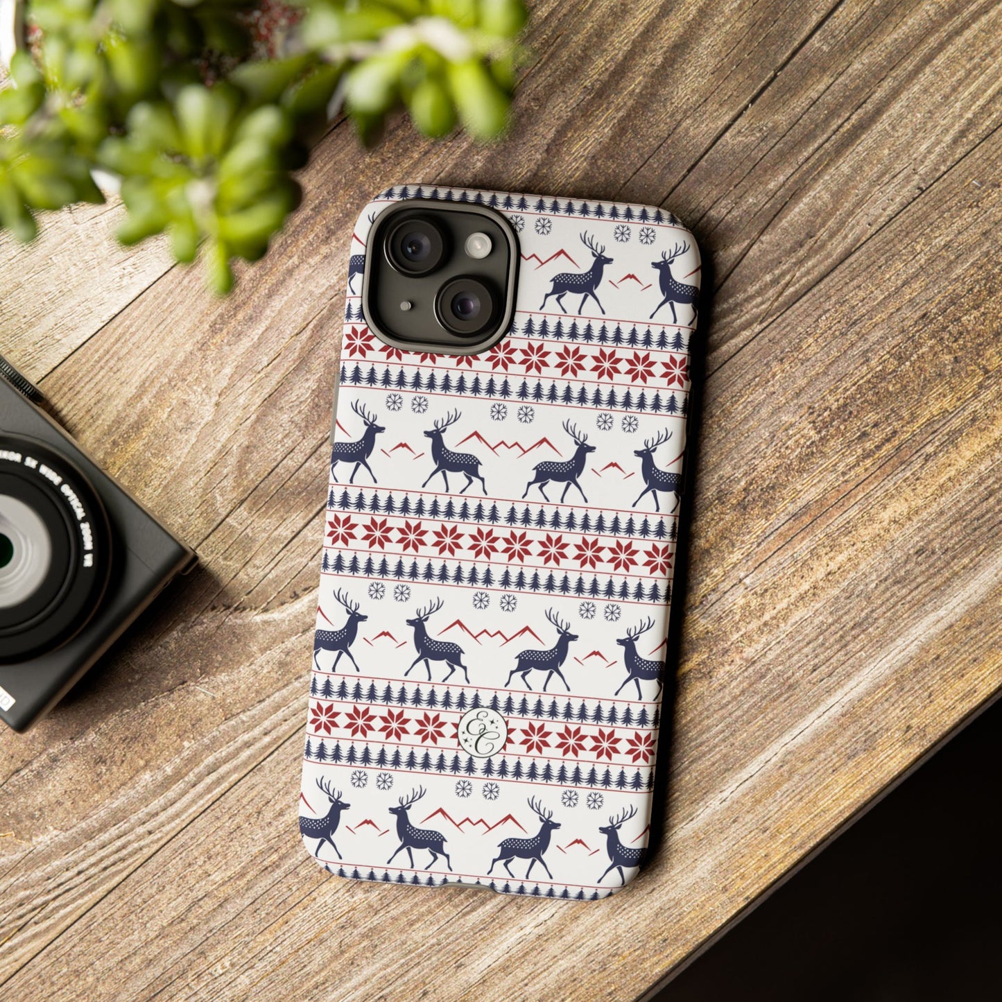 Christmas Reindeer Pattern Tough Phone Case