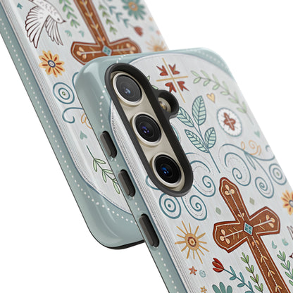 Christian Cross Floral Tough Phone Case
