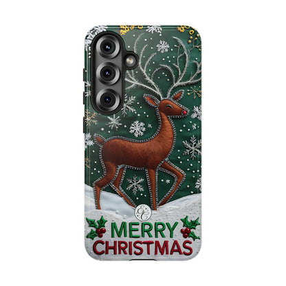Merry Christmas Reindeer Tough Phone Case