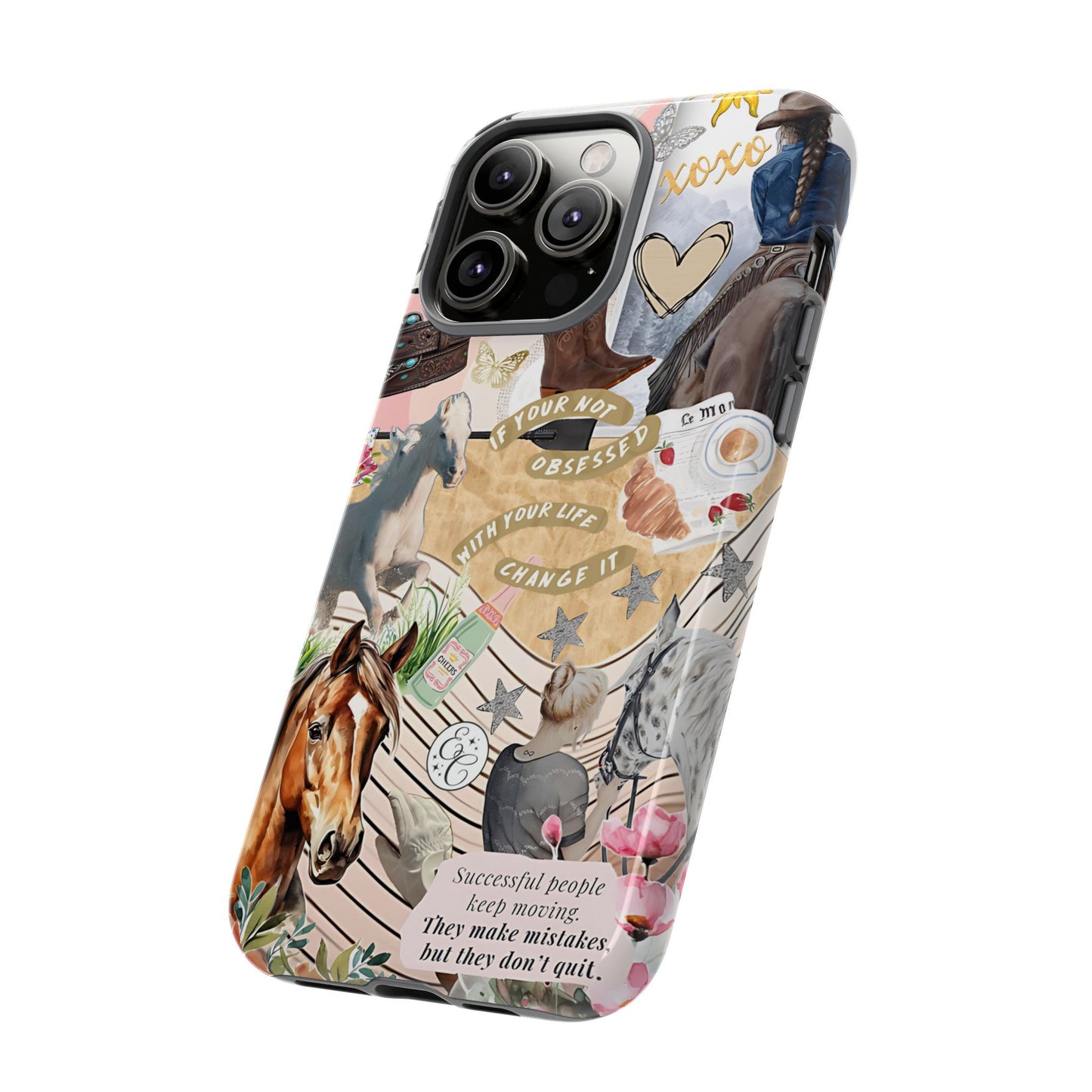 Equestrian Cowgirl Collage Tough Phone Case