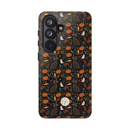 Boho Halloween Black Cat Pattern Tough Phone Case