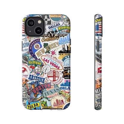 USA Travel Stickers Tough Phone Case