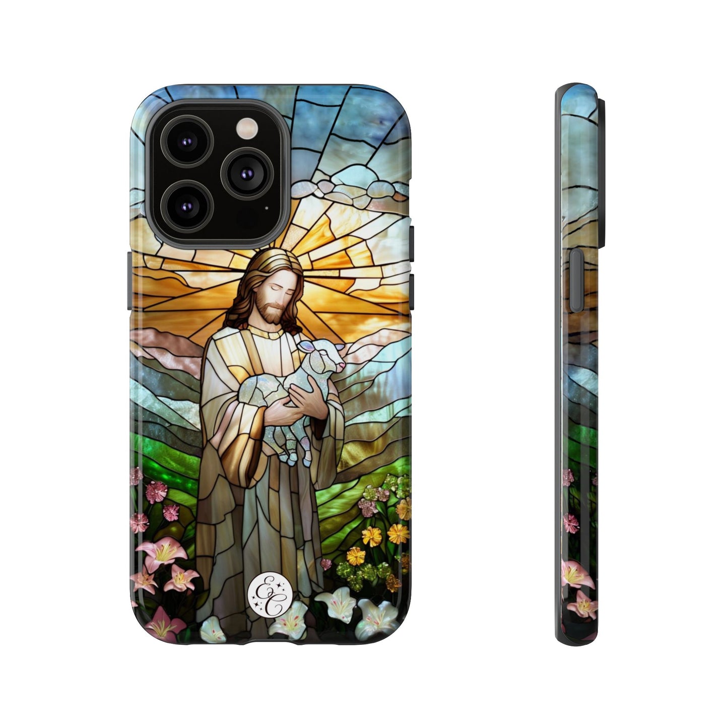 Jesus Holding a Lamb Stained Glass Tough Phone Case