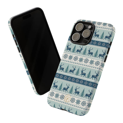 Blue Winter Reindeer Tough Phone Case