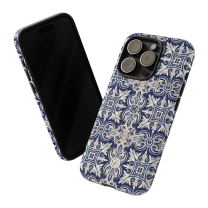 Mediterranean Floral Ceramic Pattern Tough Phone Case