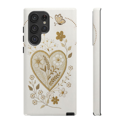 Floral Heart Design Tough Phone Case