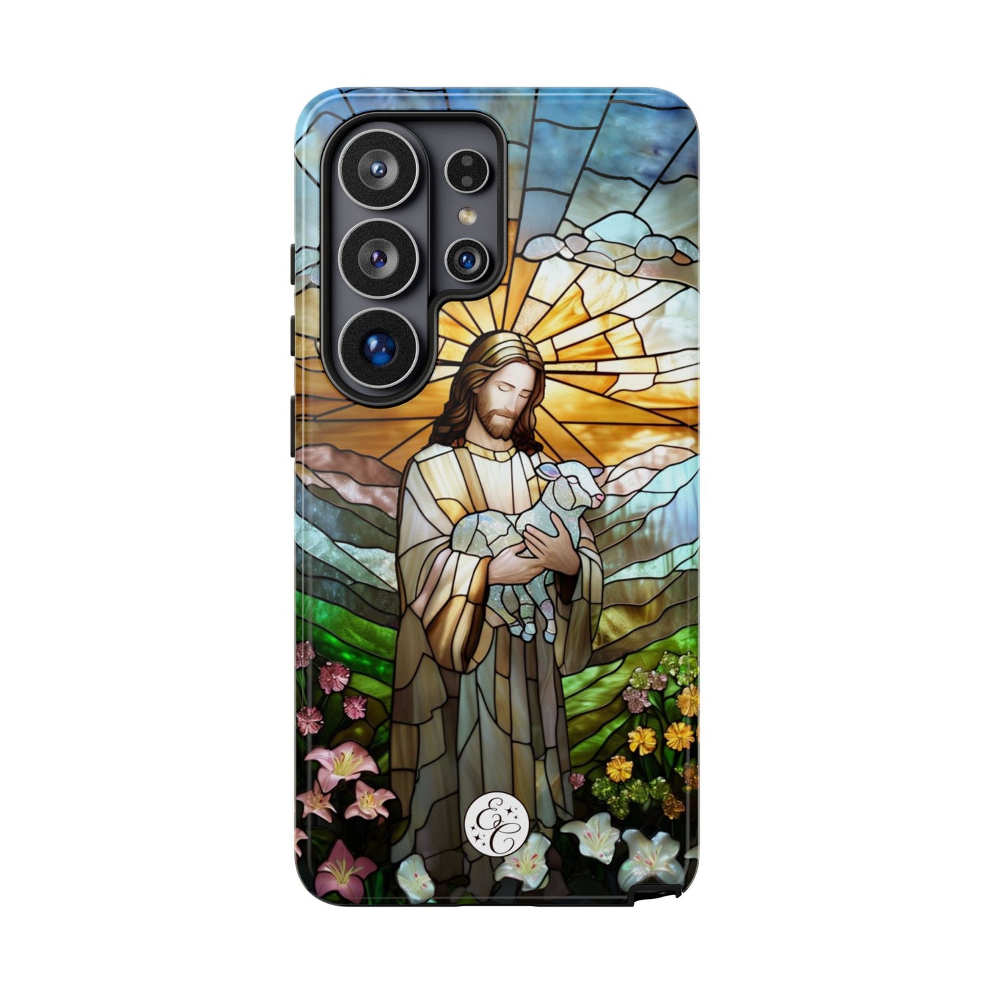 Jesus Holding a Lamb Stained Glass Tough Phone Case
