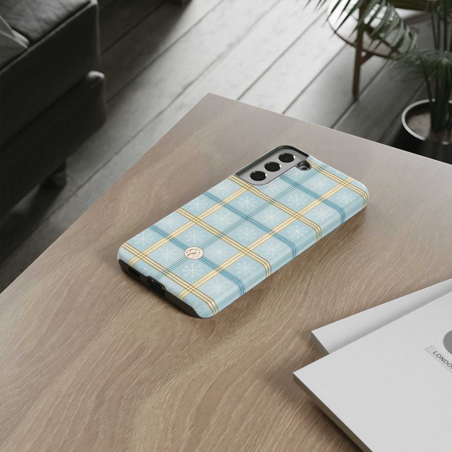 Blue Winter Plaid Tough Phone Case