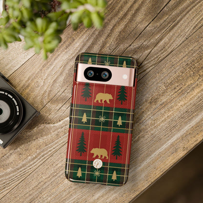 Christmas Bear Plaid Tough Phone Case