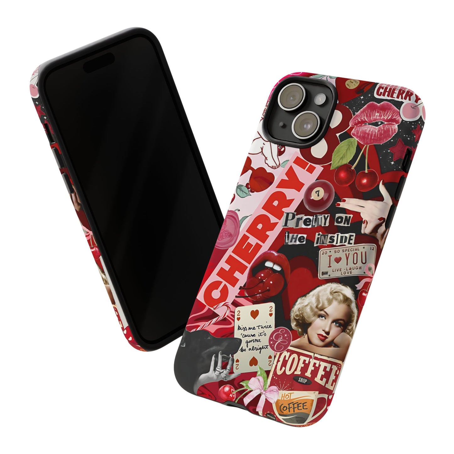 Cherry Theme Retro Collage Tough Phone Case