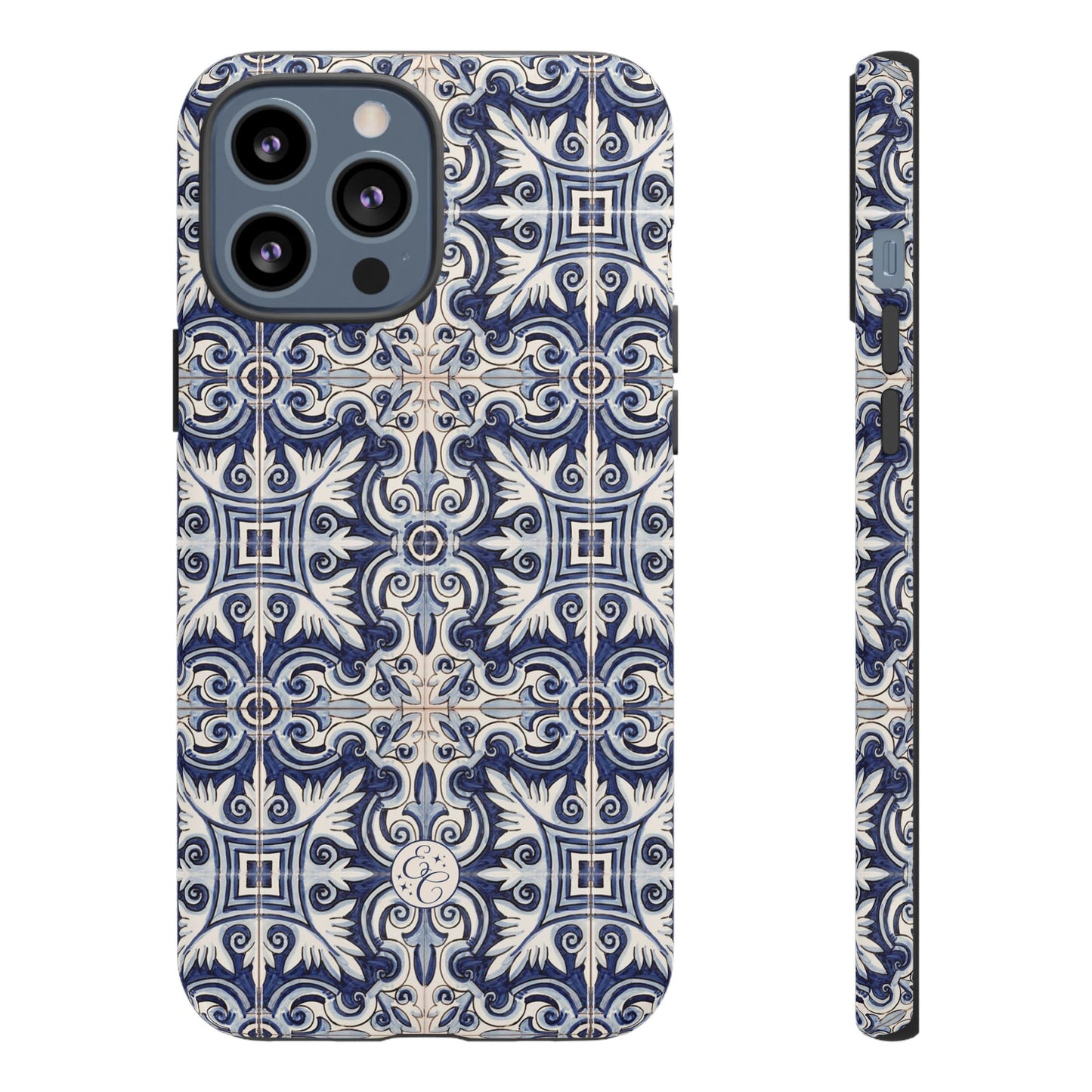 Mediterranean Floral Ceramic Pattern Tough Phone Case