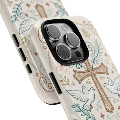 Christian Cross and Doves Tough Phone Case