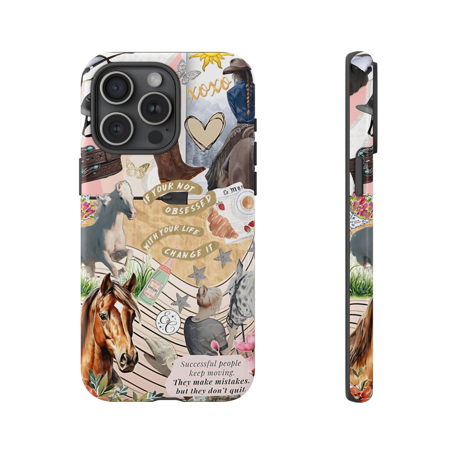 Equestrian Cowgirl Collage Tough Phone Case