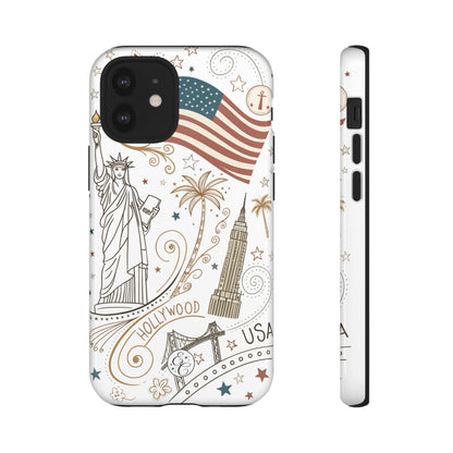 USA Landmarks Boho Doodle Tough Phone Case