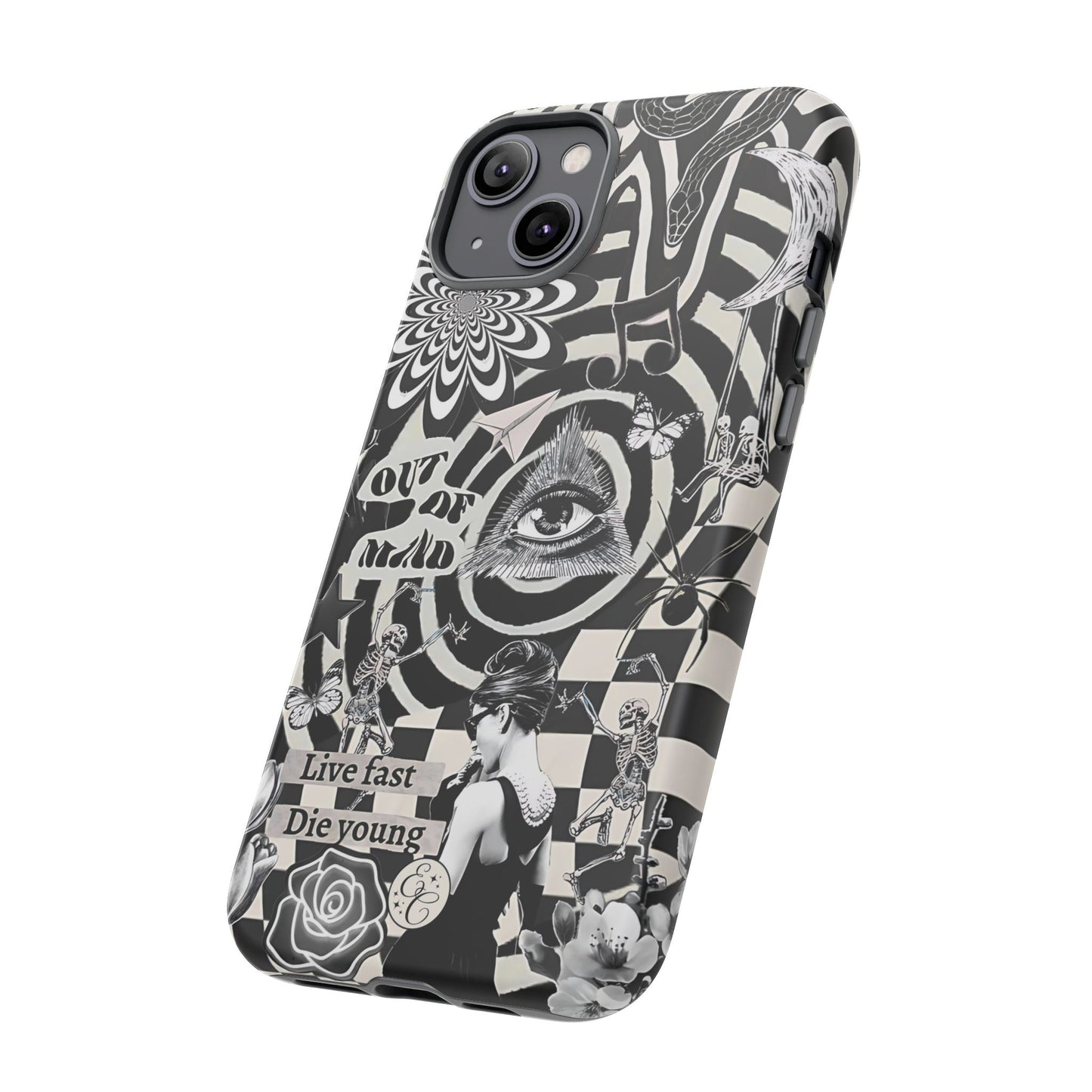 Black and White Psychedelic Art Tough Phone Case