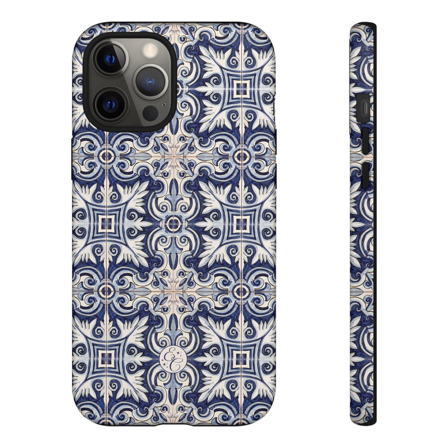 Mediterranean Floral Ceramic Pattern Tough Phone Case