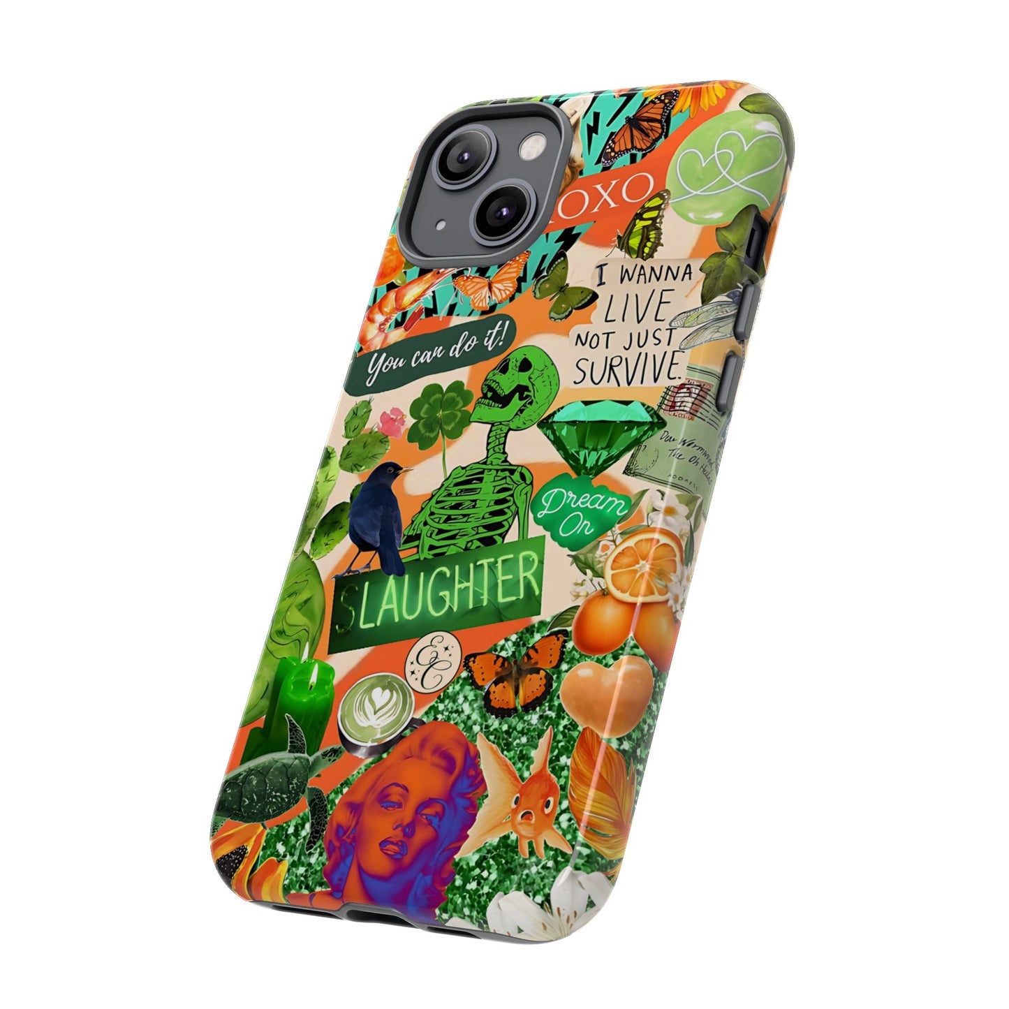 Green and Orange Collage Tough Phone Case