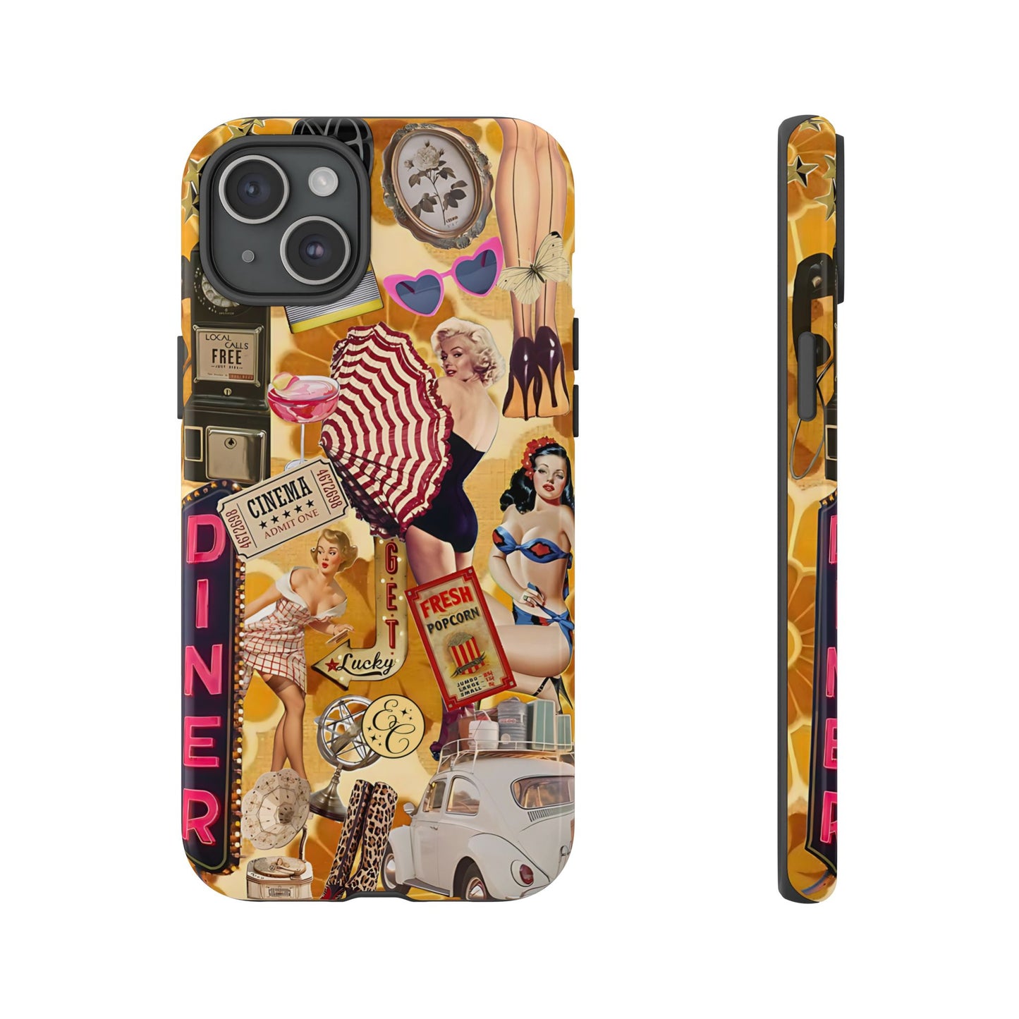 Retro Pin-up Collage Tough Phone Case