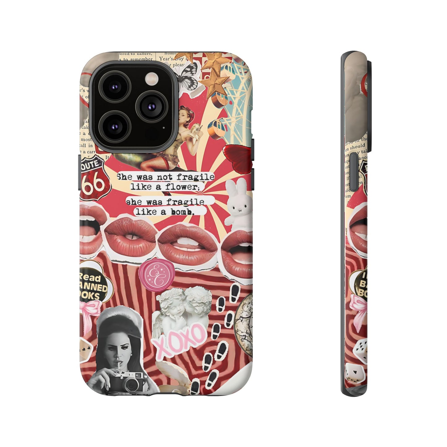 Feminine Aesthetic Retro Collage Tough Phone Case