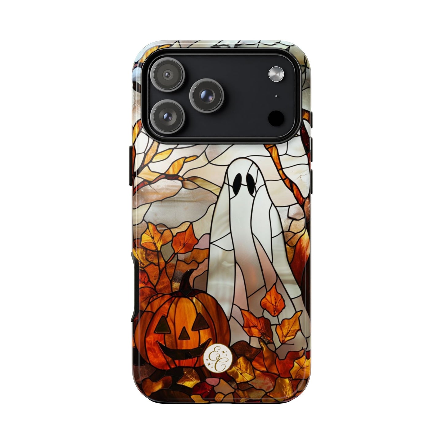 Halloween Ghost & Pumpkin Stained Glass Tough Phone Case