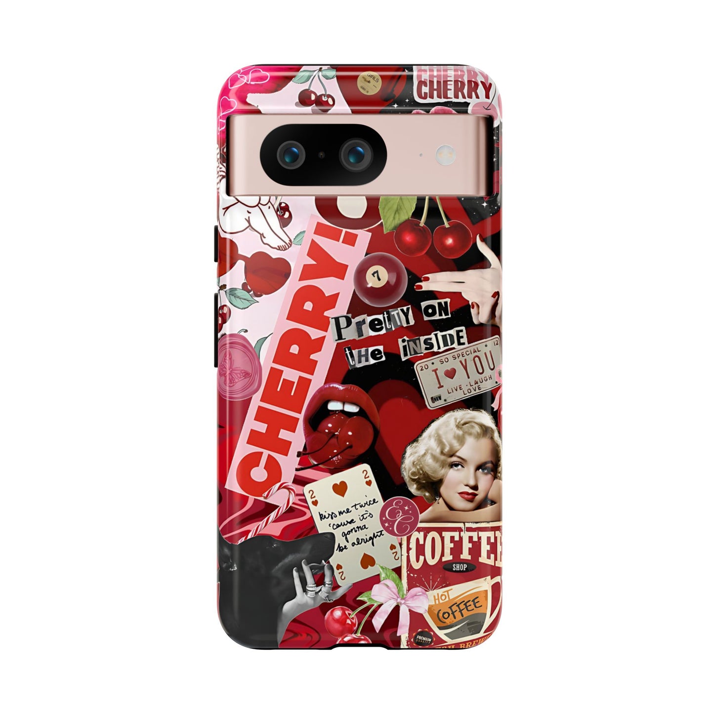 Cherry Theme Retro Collage Tough Phone Case