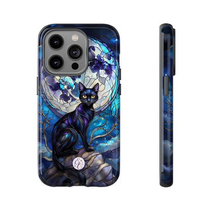 Stained Glass Black Cat Tough Phone Case