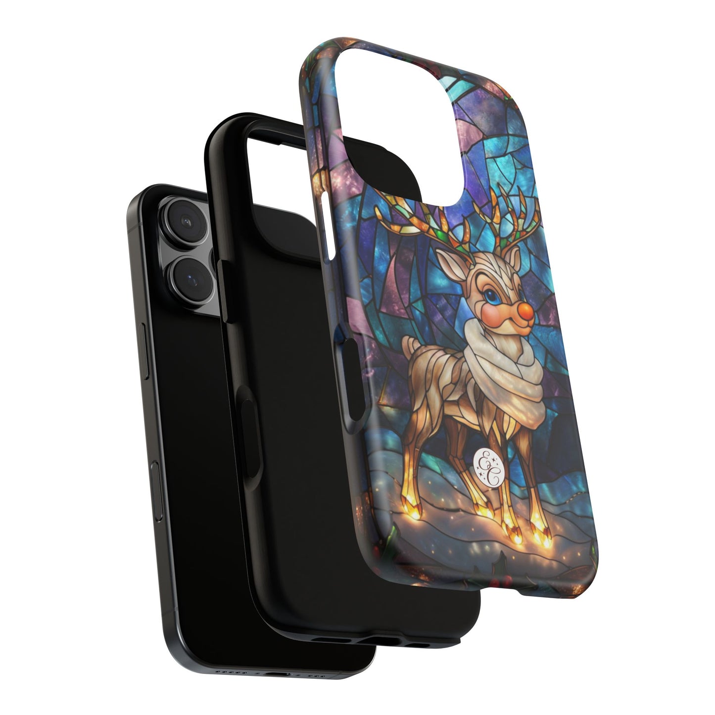 Cute Reindeer Stained Glass Tough Phone Case