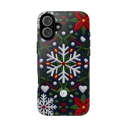 Snowflakes and Poinsettias Tough Phone Case