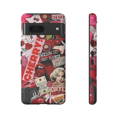 Cherry Theme Retro Collage Tough Phone Case