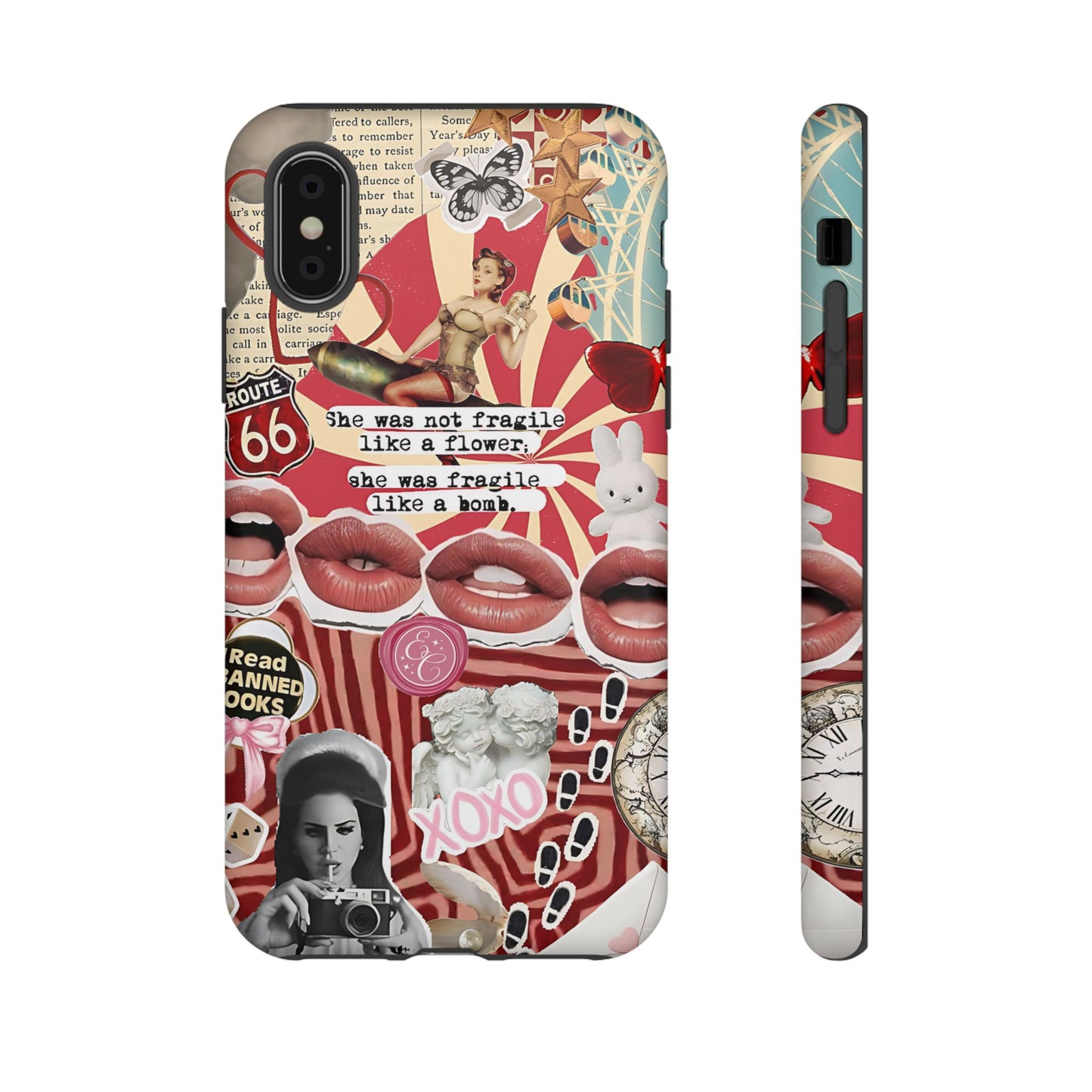 Feminine Aesthetic Retro Collage Tough Phone Case