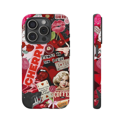 Cherry Theme Retro Collage Tough Phone Case