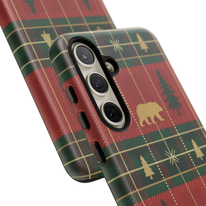 Christmas Bear Plaid Tough Phone Case