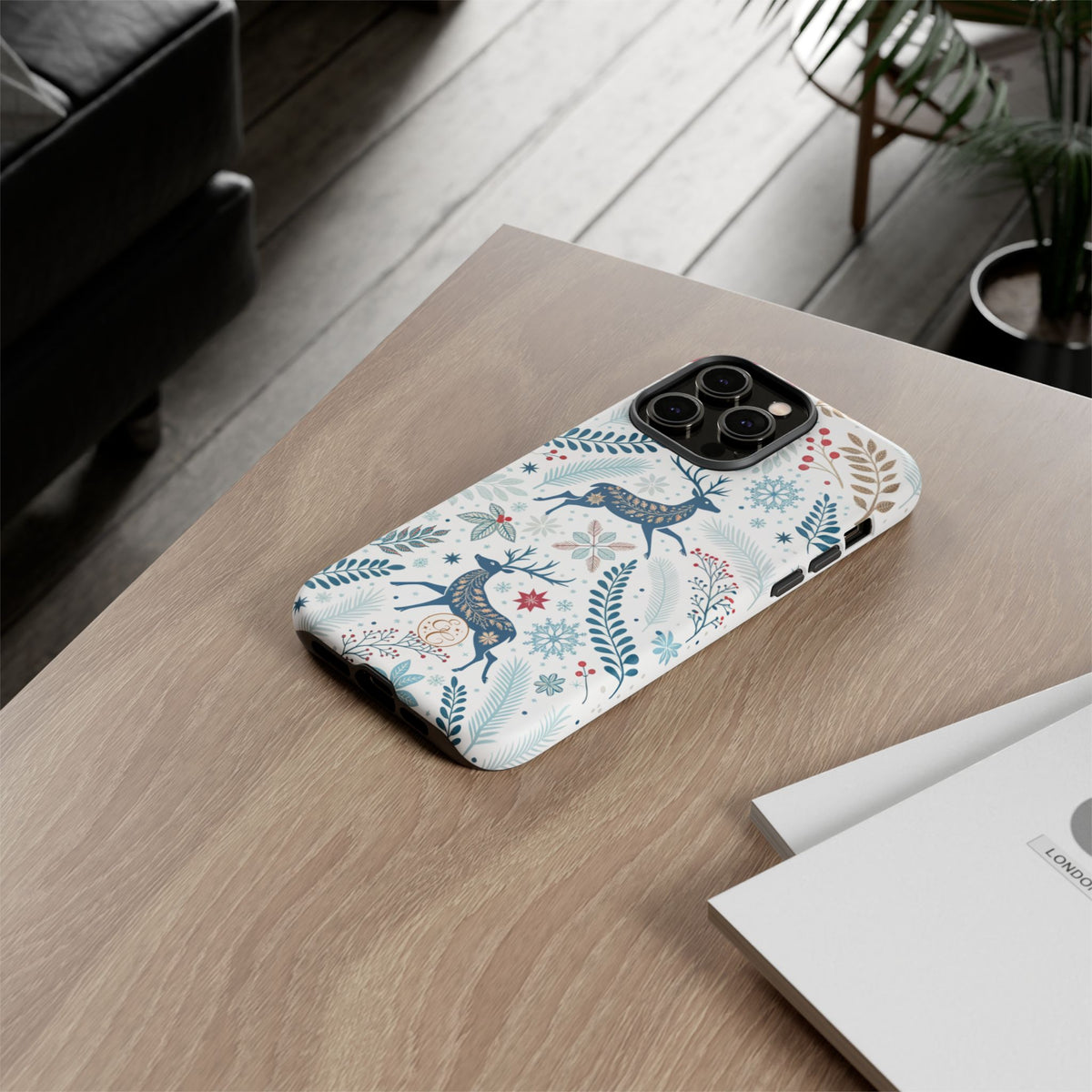 Blue Winter Deer Phone Case