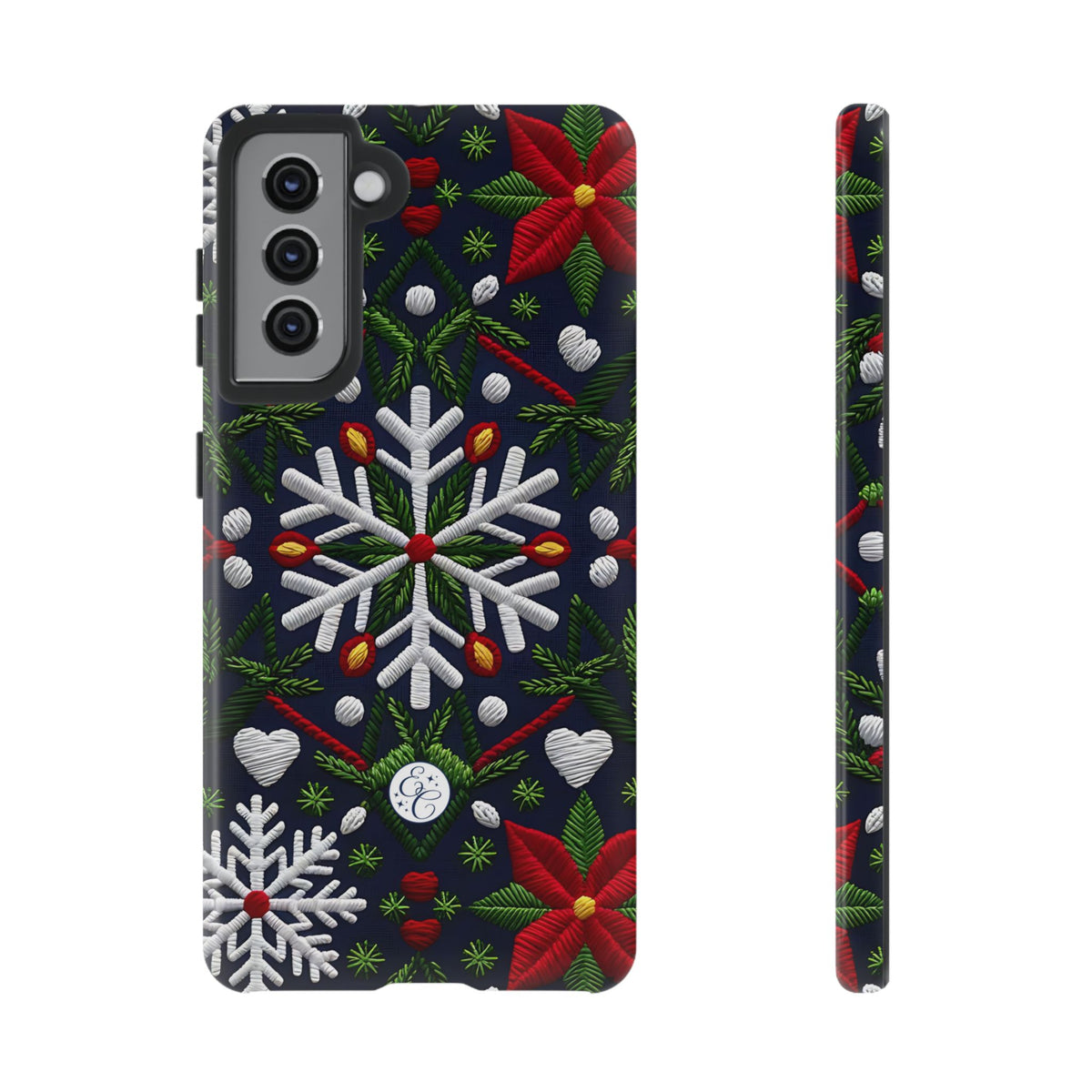 Snowflakes and Poinsettias Phone Case