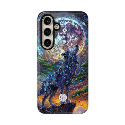 Moonlit Wolf Stained Glass Halloween Phone Case