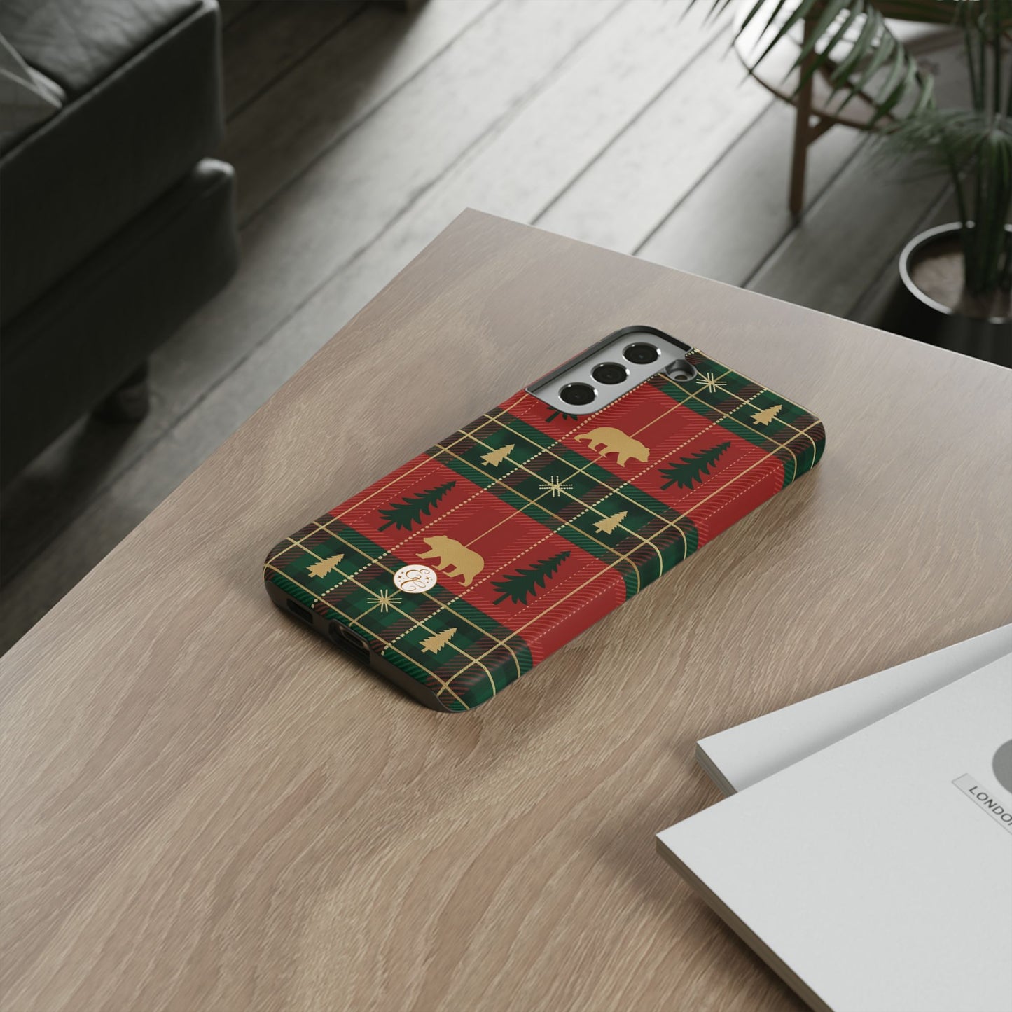 Christmas Bear Plaid Tough Phone Case
