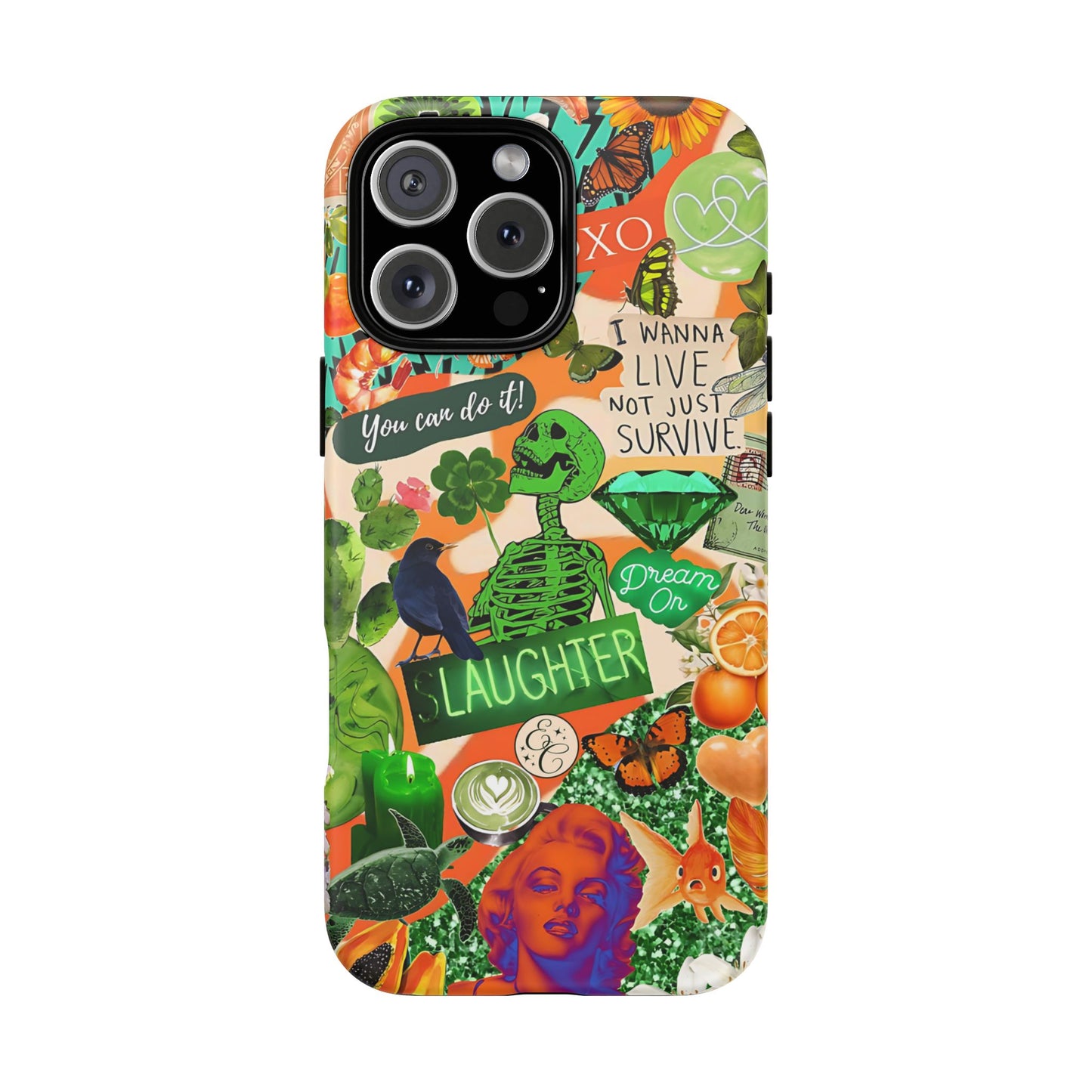 Green and Orange Collage Tough Phone Case